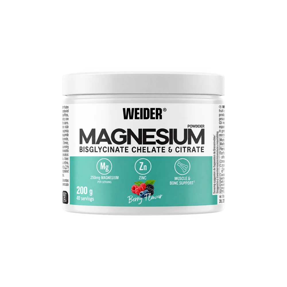 weider-magnesium-powder-berry-200g magneziu bisglicinat si citrat pulbere weider magnesium powder cu aroma de berry 200g