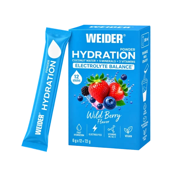 electroliti pudra weider hydration electrolyte balance wildberry 6g x 12 plicuri