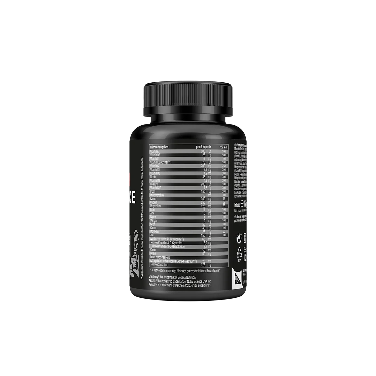 eticheta de valori nutritionale complex de multivitamine si minerale weider premium performance stack 180 de capsule